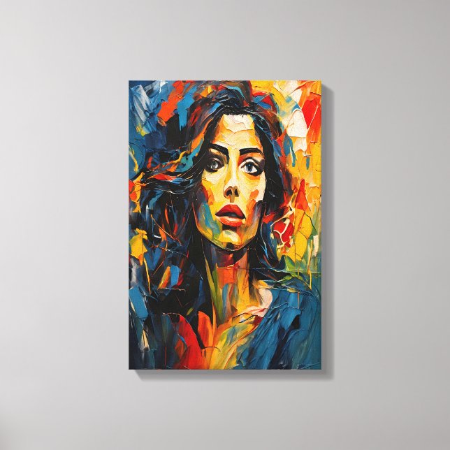 Impressão Em Tela Retrato Expressionista Radiante (Frente)