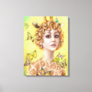 Impressão Em Tela Retrato fantasista mulher girafa