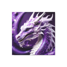 Retrato Fantástico De Um Dragão Roxo E Branco