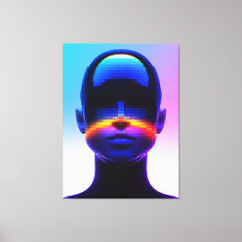 Impressão Em Tela Retrato Futurista em Pixel Art – Abstrato Digital