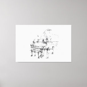 Impressão Em Tela Retrato Grande Piano Artístico - Premium