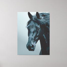 Impressão Em Tela Retrato Majestoso de Cavalo Preto