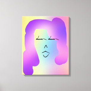 IMPRESSÃO EM TELA RETRATO MODERNO DE SENHORA COM CABELO ROXO