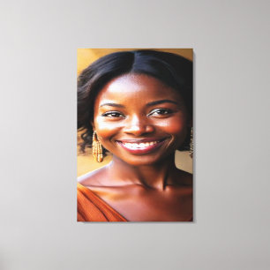 Impressão Em Tela Retrato Moderno Vibrante de uma Mulher Sorridente 