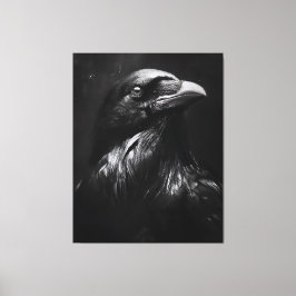 Impressão Em Tela Retrato Monocromático de Corvo