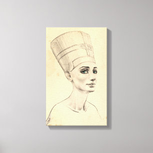 Impressão Em Tela Retrato Nefertiti desenhando Papiro Antigo Egito
