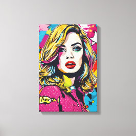 Impressão Em Tela Retrato Ousado de Arte Pop Retrô