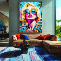 Retrato Ousado em Pop Art de Mulher Glamurosa