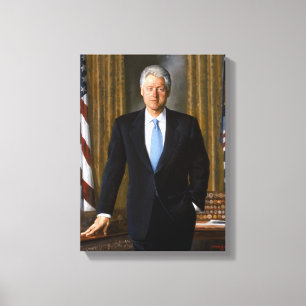 Impressão Em Tela Retrato Presidencial Oficial Bill Clinton