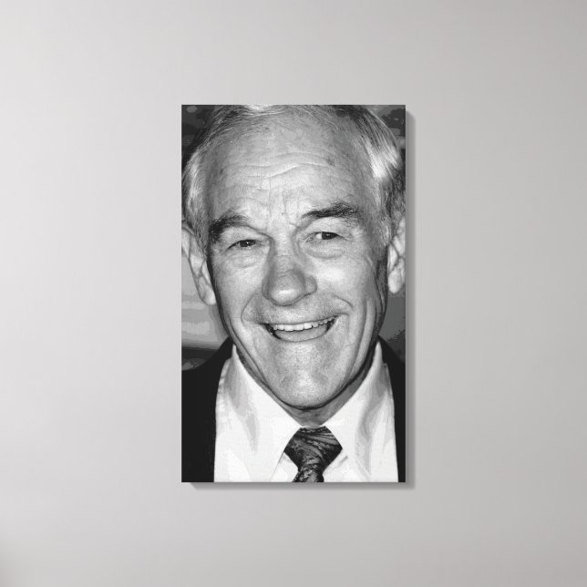 Impressão Em Tela Retrato Ron Paul Black & White (Frente)