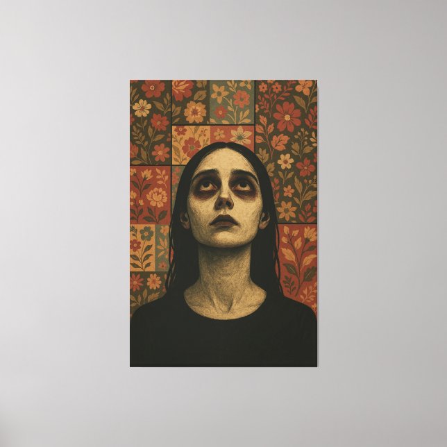 Impressão Em Tela Retrato sem som com patch floral (Frente)