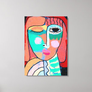 Impressão Em Tela Retrato sem título de Abstrato de uma mulher