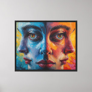 Impressão Em Tela Retrato surreal abstrato - Trabalho de arte de trê