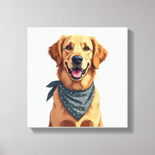 Impressão Em Tela Retrato Vintage do Golden Retriever com Faixa Colo