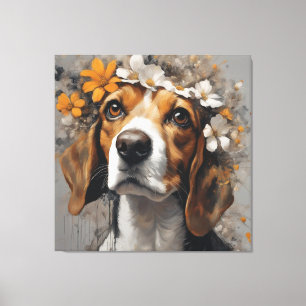 Impressão Em Tela Retratos de Raça de Cachorro Flor 17