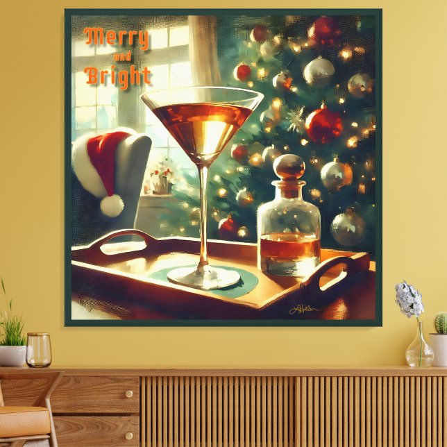 Impressão Em Tela Retro 50 Manhattan Martini Para Papais noeis (Insitu(Sala de estar))
