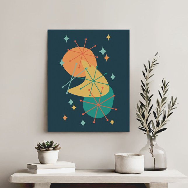 Impressão Em Tela Retro Atomic Era Meio século de Abstrato Art (Criador carregado)