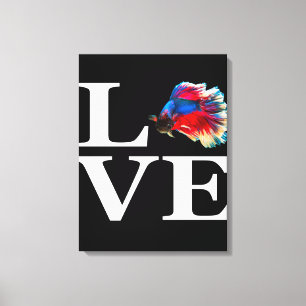 Impressão Em Tela Retro Betta Fish Love Pão de Aquário