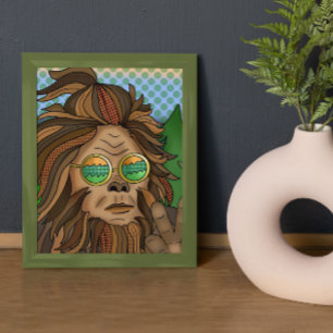 Impressão Em Tela Retro Bigfoot   Pop Art Sasquatch