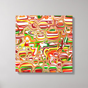 Impressão Em Tela Retro Bolhas Abstrato de Arte Moderna