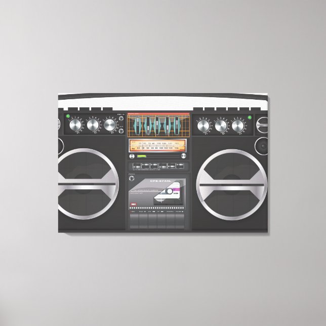 Impressão Em Tela Retro Boombox Tocador de Som (Frente)