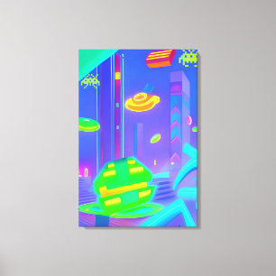 Impressão Em Tela Retro Invadiu o Futurismo