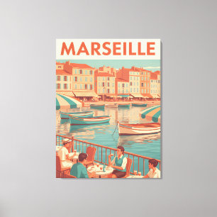 Impressão Em Tela Retro Marselha Viagem: Riviera Francesa