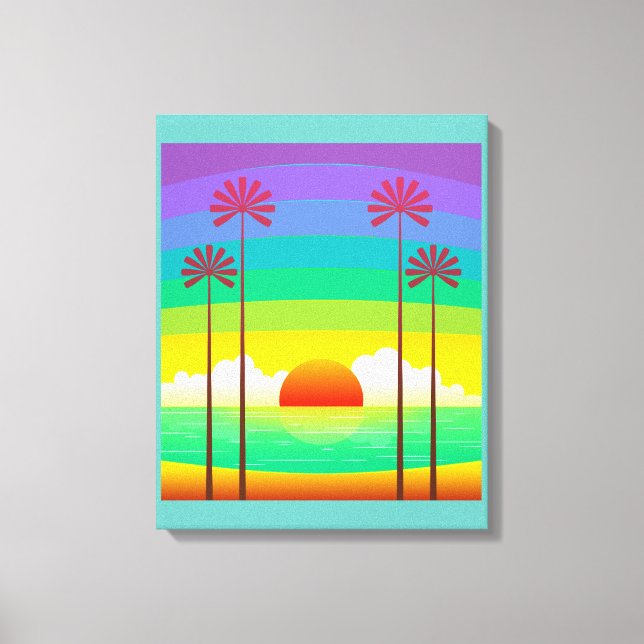 Impressão Em Tela Retro Seaside Sunrise Vintage (Frente)