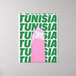 Impressão Em Tela Retro Tunisia Clock Poster | Vintage Travel-Inspir