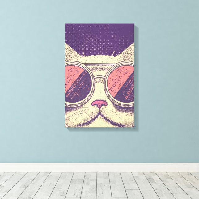 Impressão Em Tela Retro Vintage Kitty (Insitu(piso de madeira))
