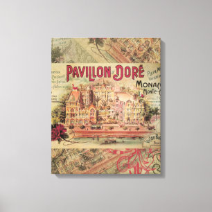 Impressão Em Tela Rico de Vintage com Monge Colage Monte Carlo Viage