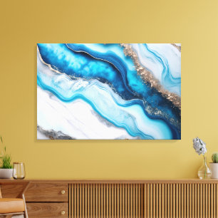 Impressão Em Tela Rio Azul Marble