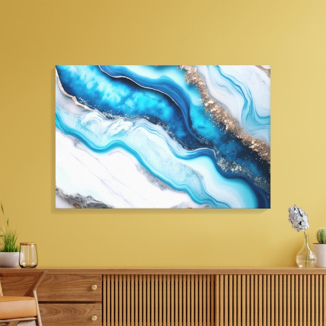 Impressão Em Tela Rio Azul Marble (Insitu(Sala de estar))