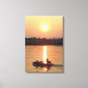 Impressão Em Tela Rio Chao Phraya Sunset ... Ayutthaya, Tailândia
