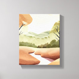 Impressão Em Tela Rio da Natureza | Paisagem em Aquarela Natural