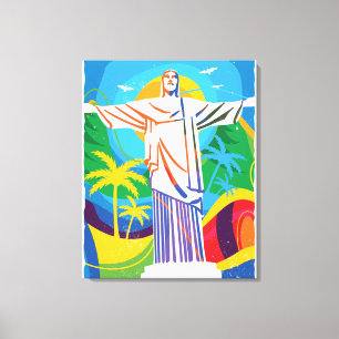 Impressão Em Tela Rio de Janeiro Cristo Redentor Brasil Colorido