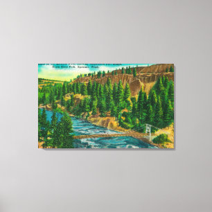 Impressão Em Tela Rio de Spokane e ponte do pé da suspensão