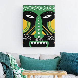 Impressão Em Tela Ritual Verde Tribal
