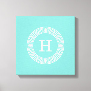 Impressão Em Tela Robin Egg Whit Chave Grego Quadro Monograma Inicia