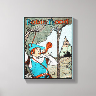 Impressão Em Tela Robin Hood Antique Illustração Homens Felizes
