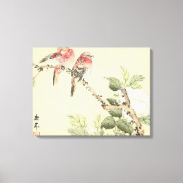 Impressão Em Tela Robins e Peony japanese, arte das aves de flor da 