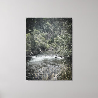 Impressão Em Tela Roda d'água ao longo do rio