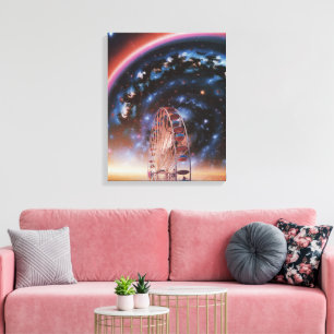 Impressão Em Tela Roda Gigante Cósmica Sob uma Galáxia Neon