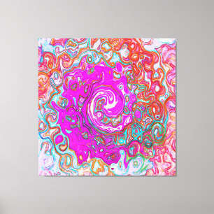 Impressão Em Tela Rodeio Abstrato Retro Roxo e Laranja com Redemoinh