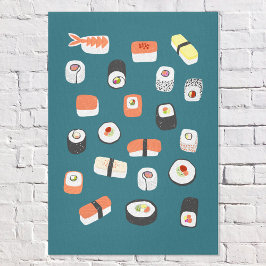 Impressão Em Tela Rolo de Maki Nigiri de Sushi Japonês
