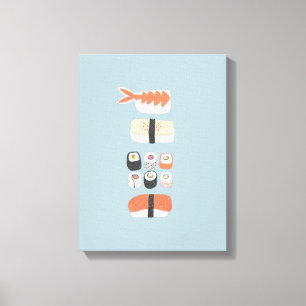 Impressão Em Tela Rolo de Sushi Nigiri Maki Japonês