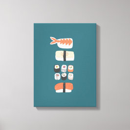 Impressão Em Tela Rolo de Sushi Nigiri Maki Japonês