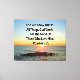 IMPRESSÃO EM TELA ROMANOS PESADOS VERSO DE BÍBLIA 8:28