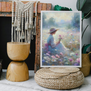 Impressão Em Tela Romântica Wildflower Meadow Girl