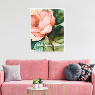 Impressão Em Tela Romântico Bege Rosa Floral Pêssego 